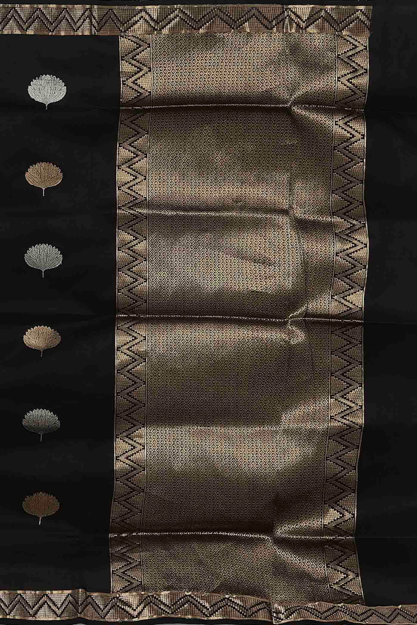 Black Banarasi Katan Silk Saree
