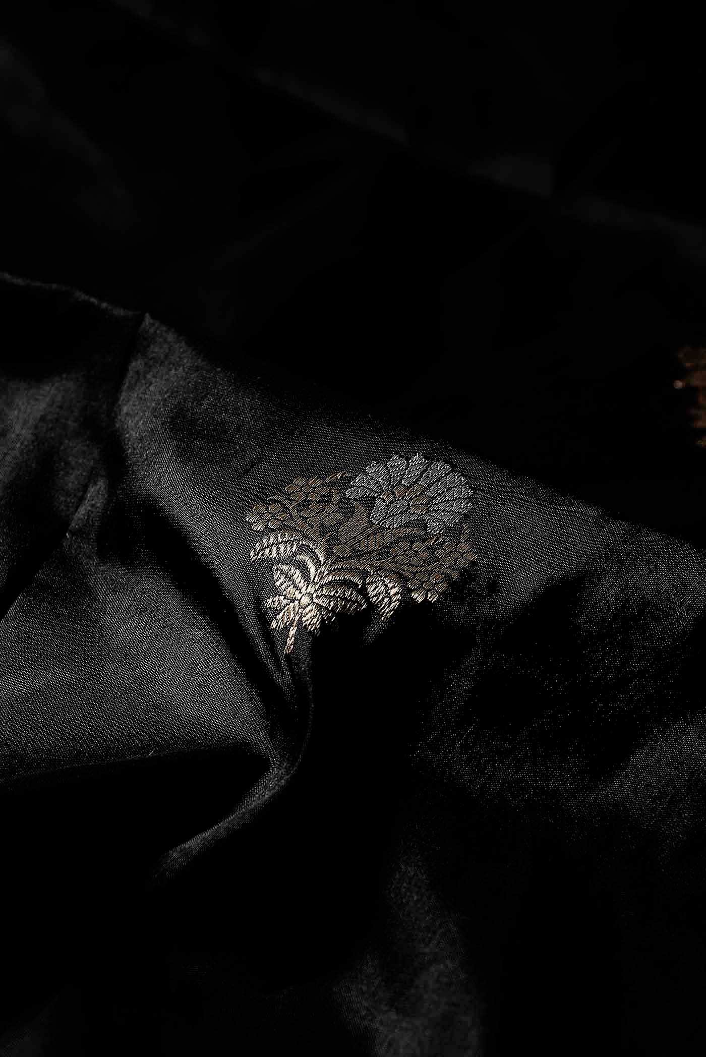 Black Banarasi Katan Silk Saree