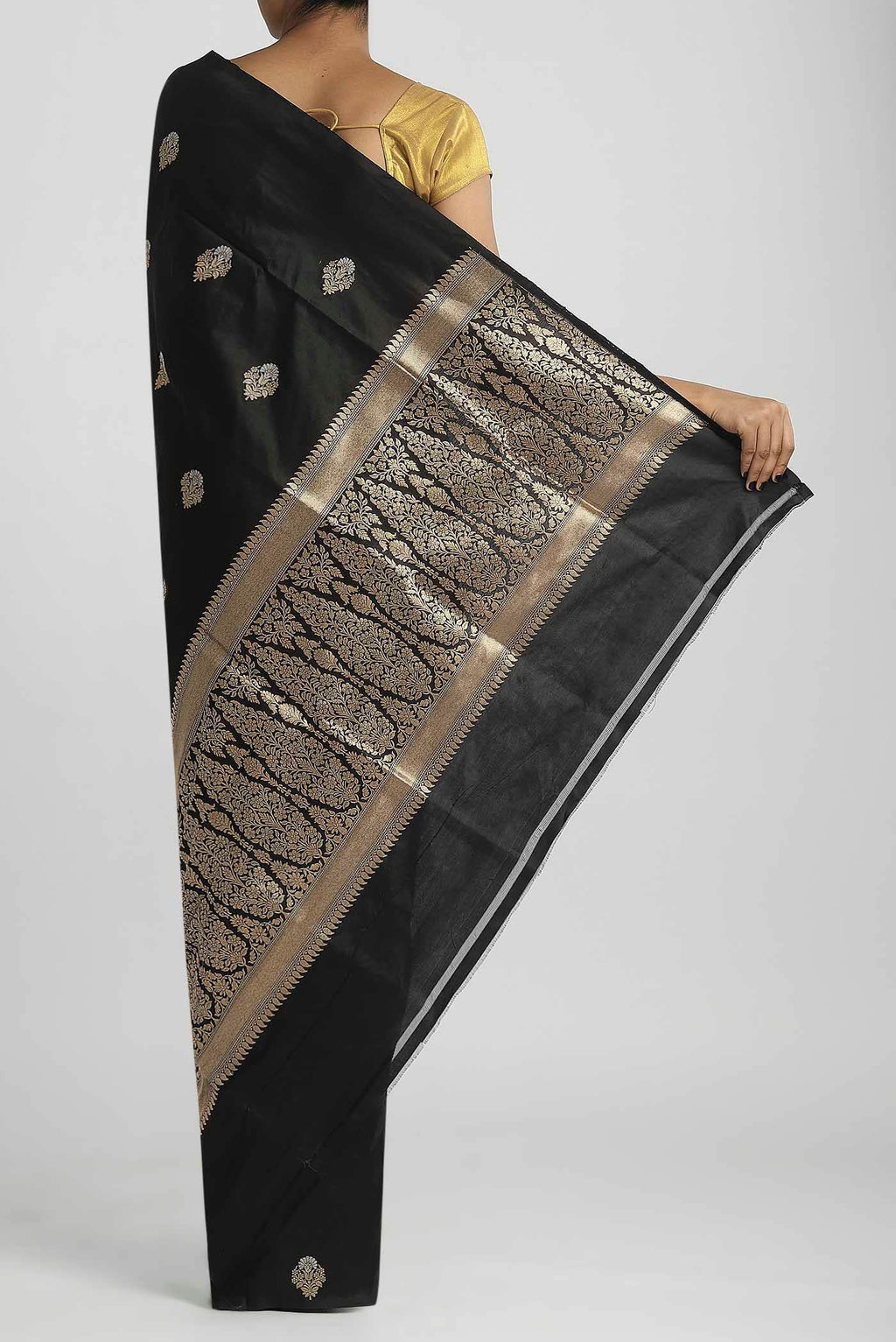 Black Banarasi Katan Silk Saree