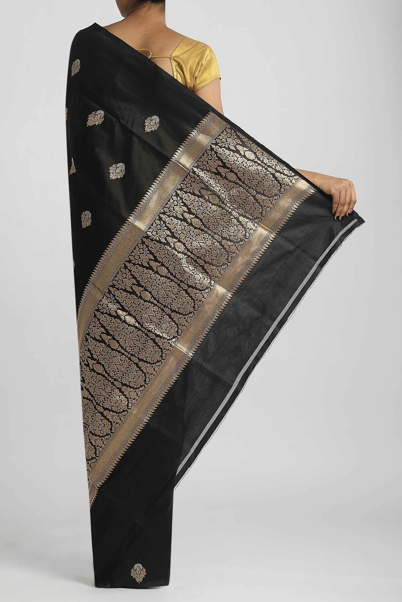 Black Banarasi Katan Silk Saree