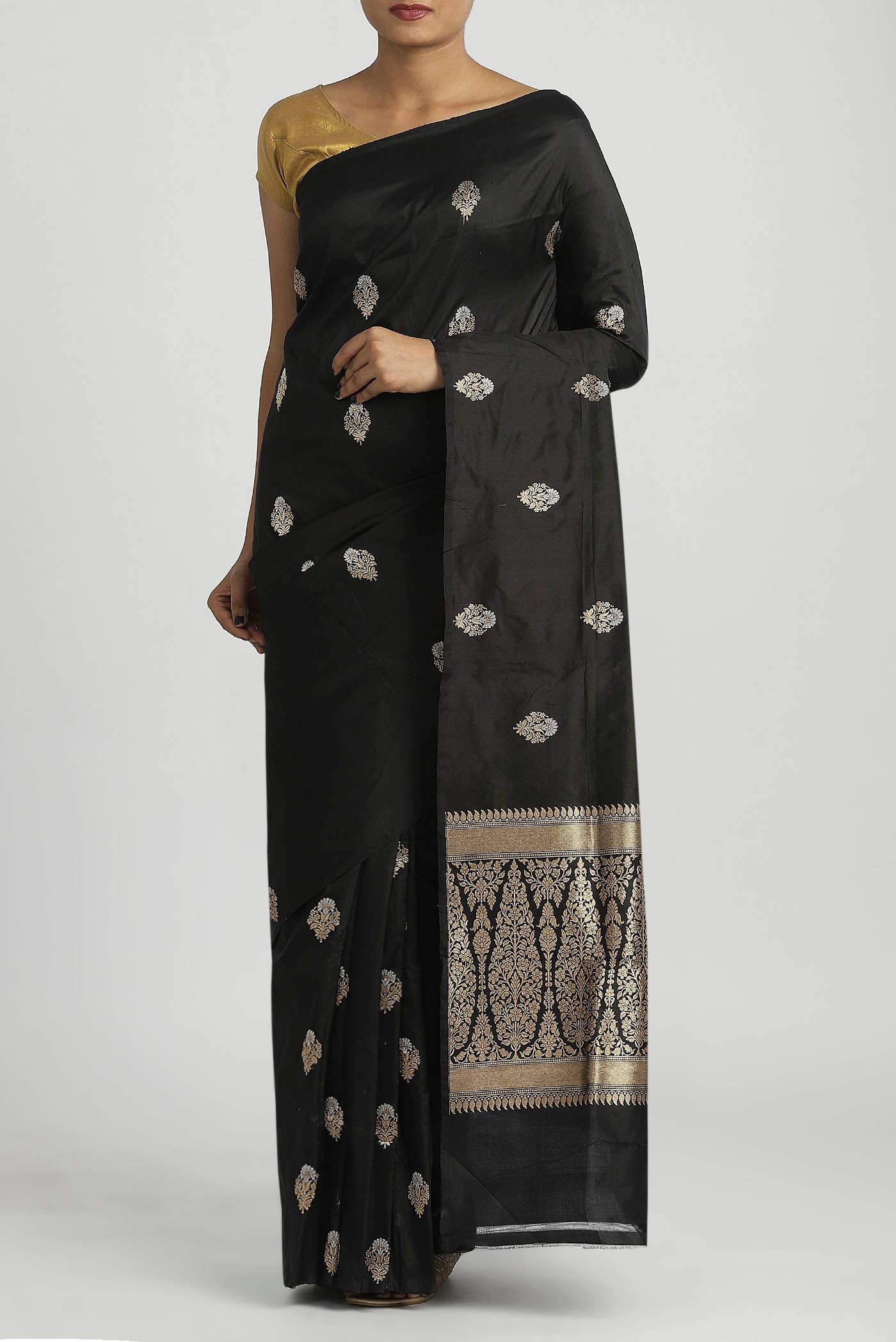 Black Banarasi Katan Silk Saree