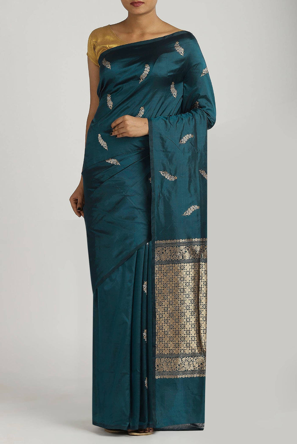 Blue Banarasi Katan Silk Saree