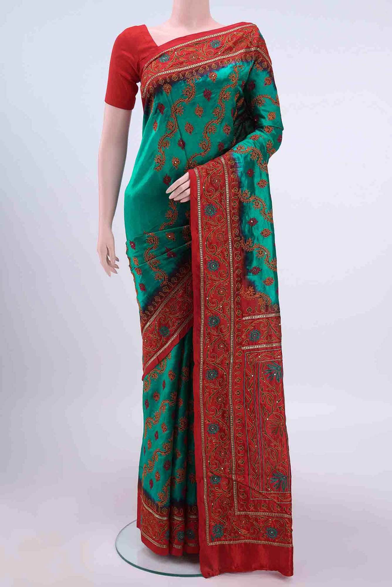 Green Blended Art Silk Saree