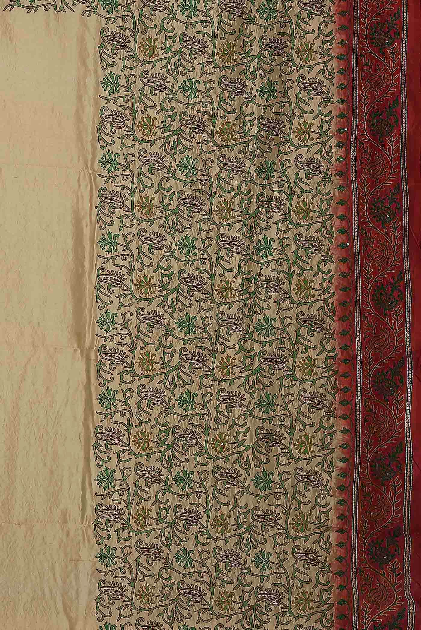 Beige Raw Silk Saree