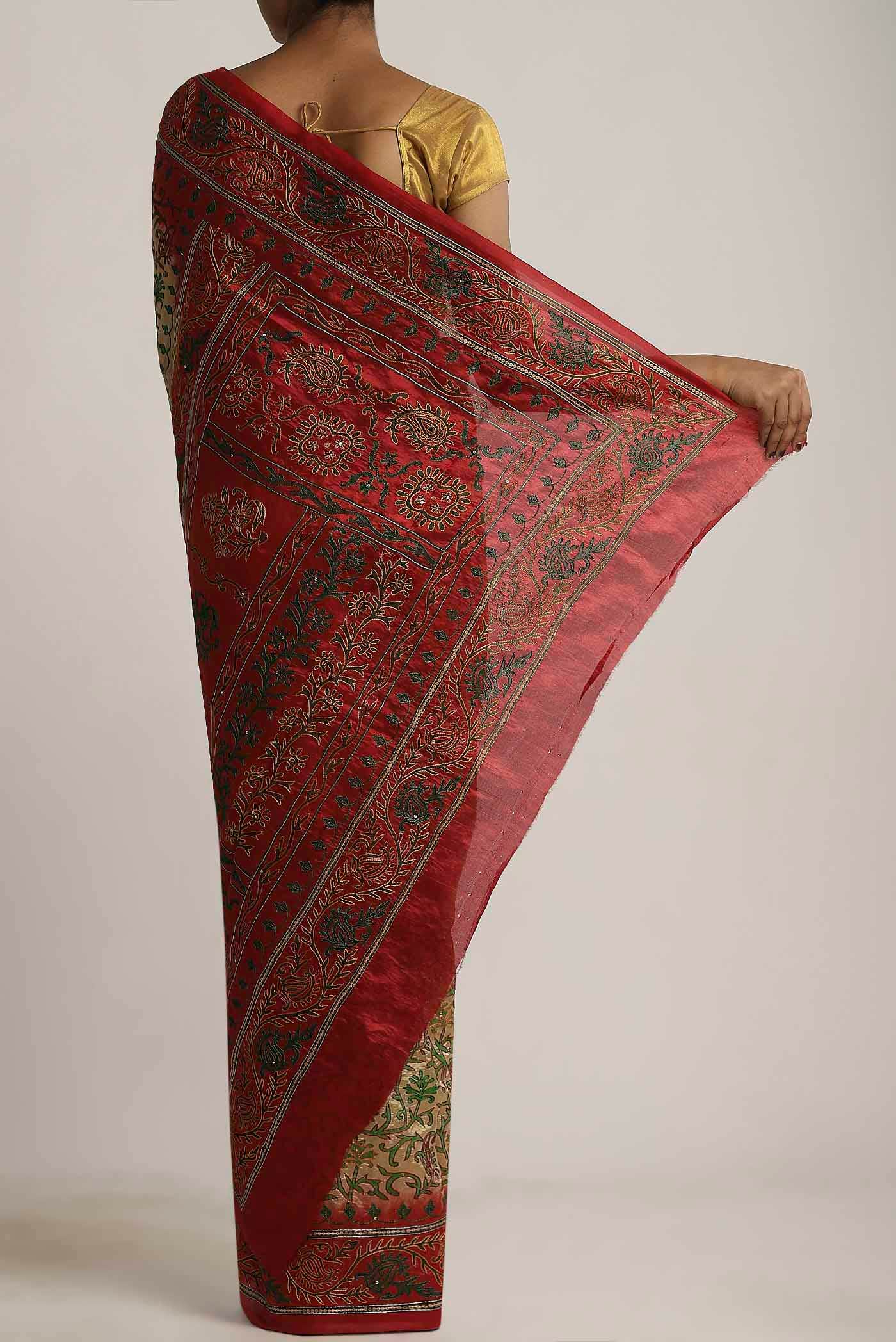 Beige Raw Silk Saree
