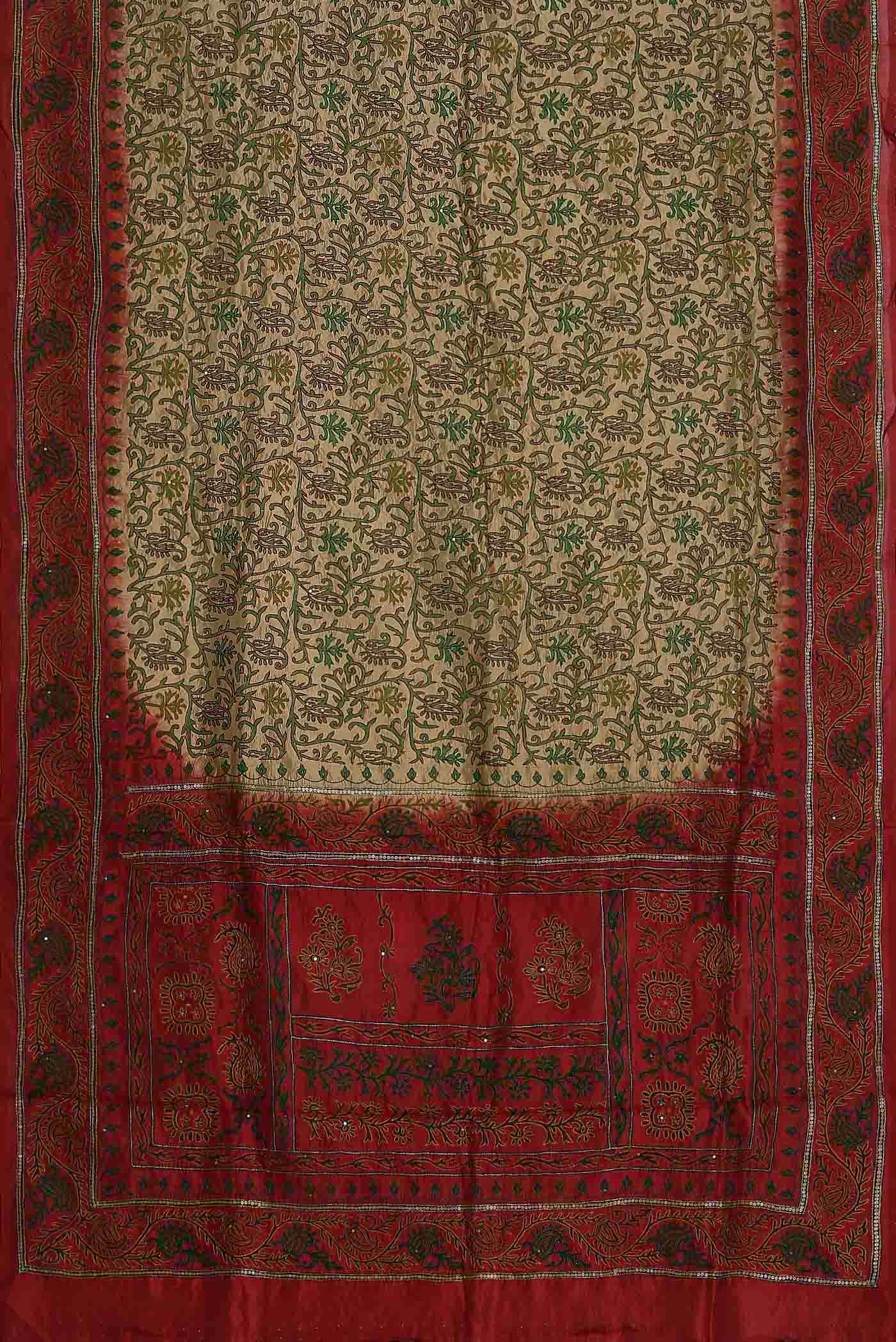 Beige Raw Silk Saree