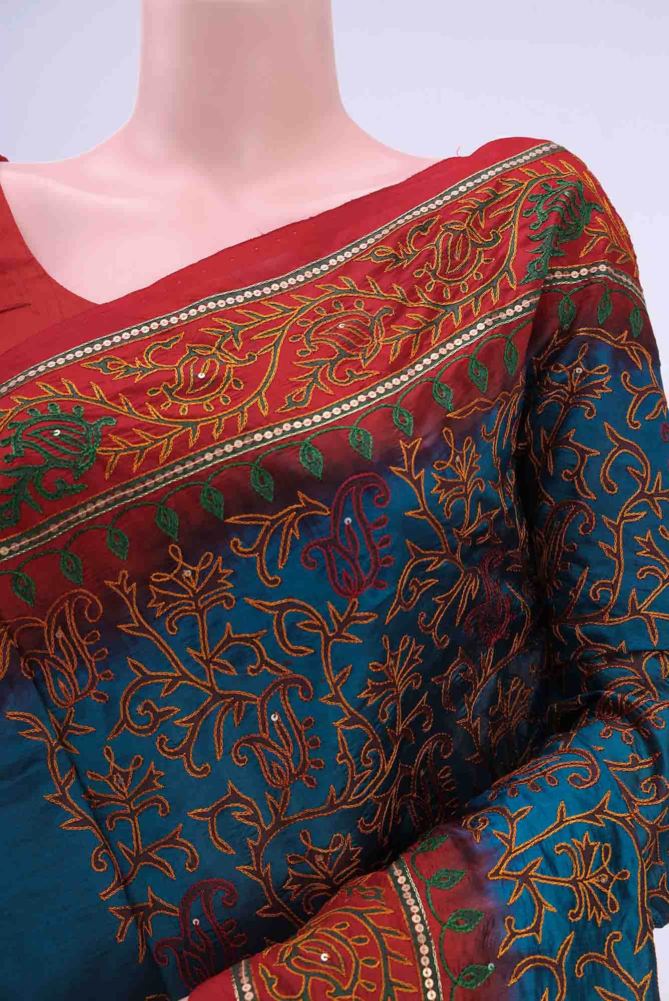 Blue Blended Art Silk Saree