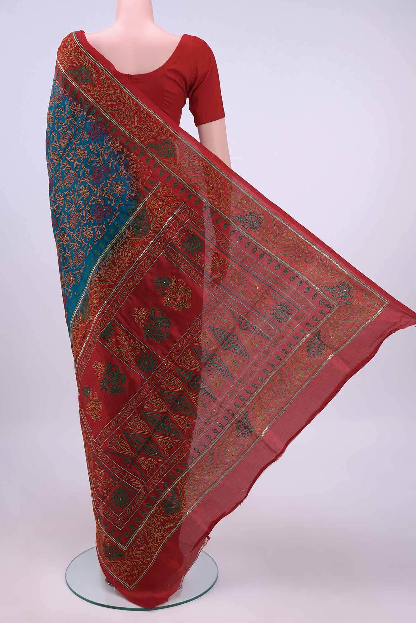 Blue Blended Art Silk Saree