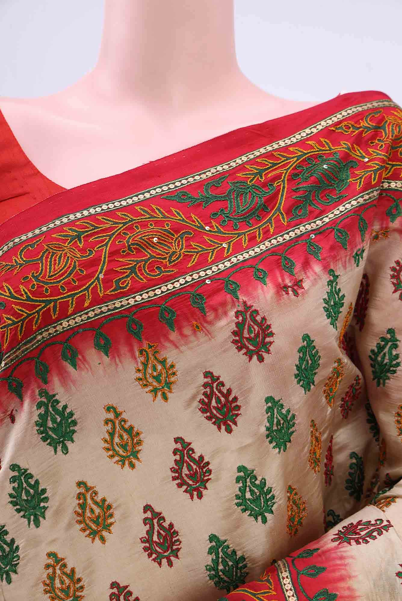 Beige Blended Art Silk Saree