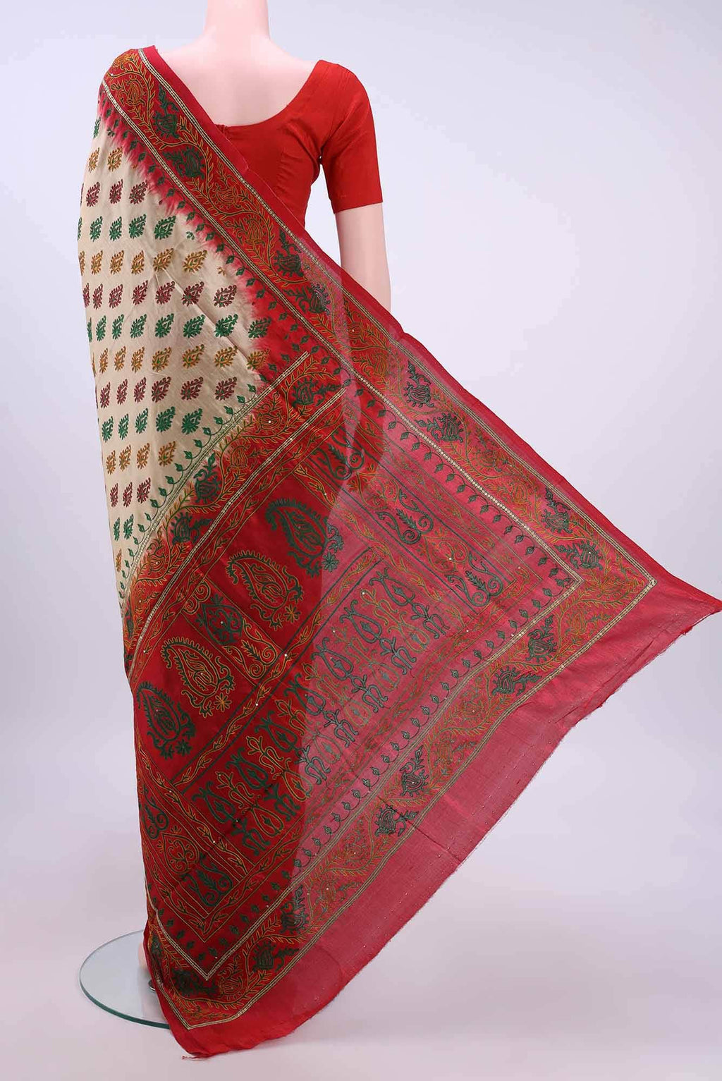 Beige Blended Art Silk Saree