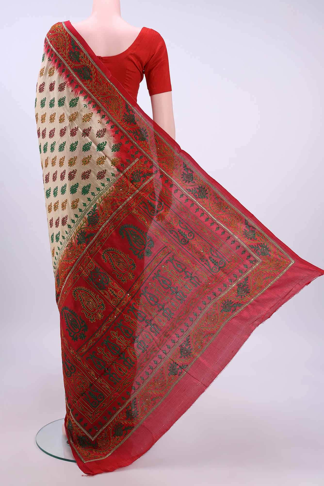 Beige Blended Art Silk Saree