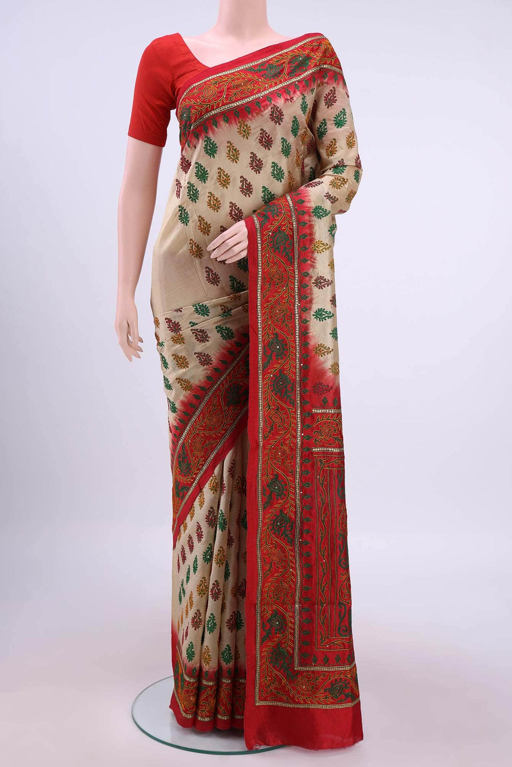 Beige Blended Art Silk Saree
