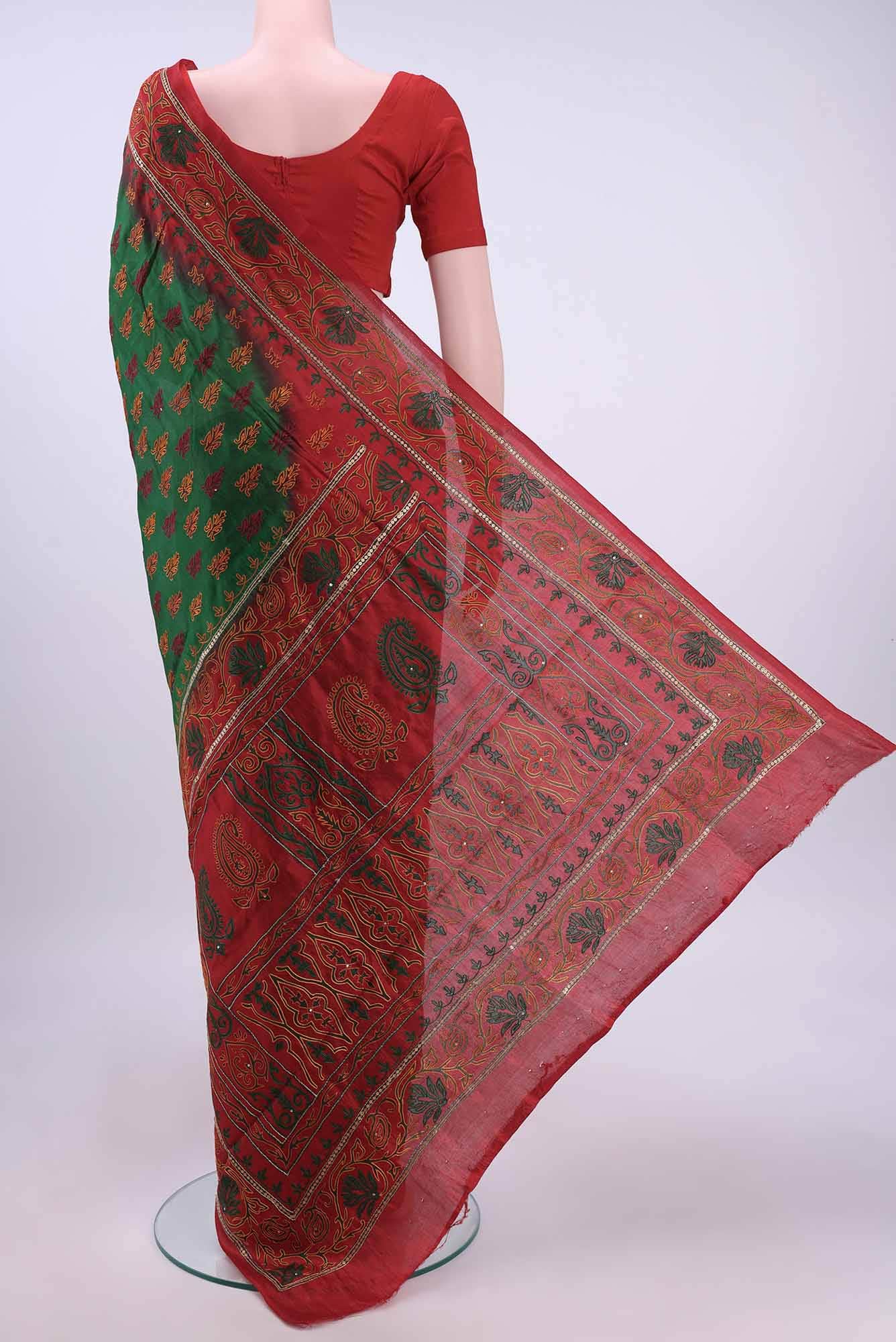 Green Blended Art Silk Saree