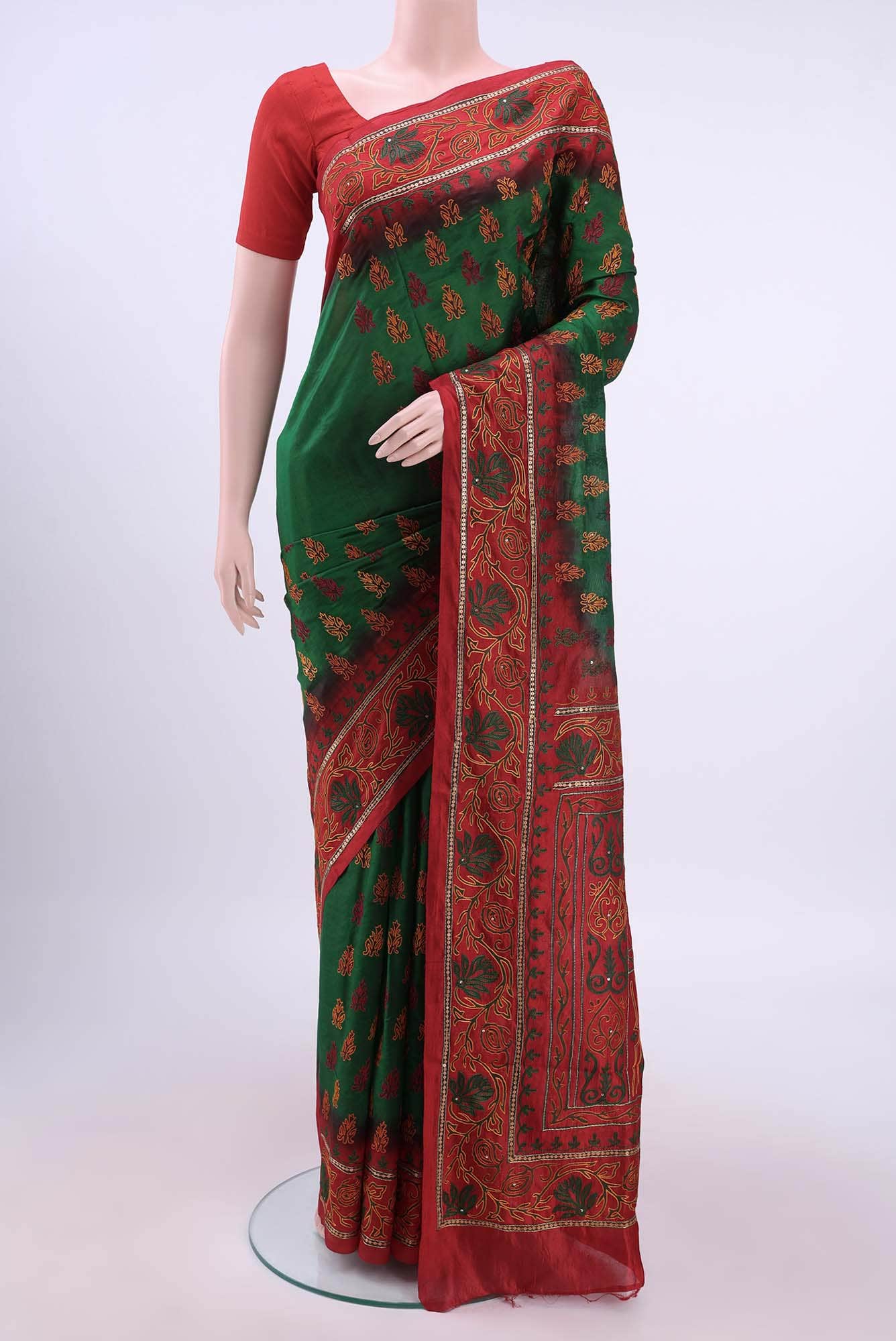 Green Blended Art Silk Saree