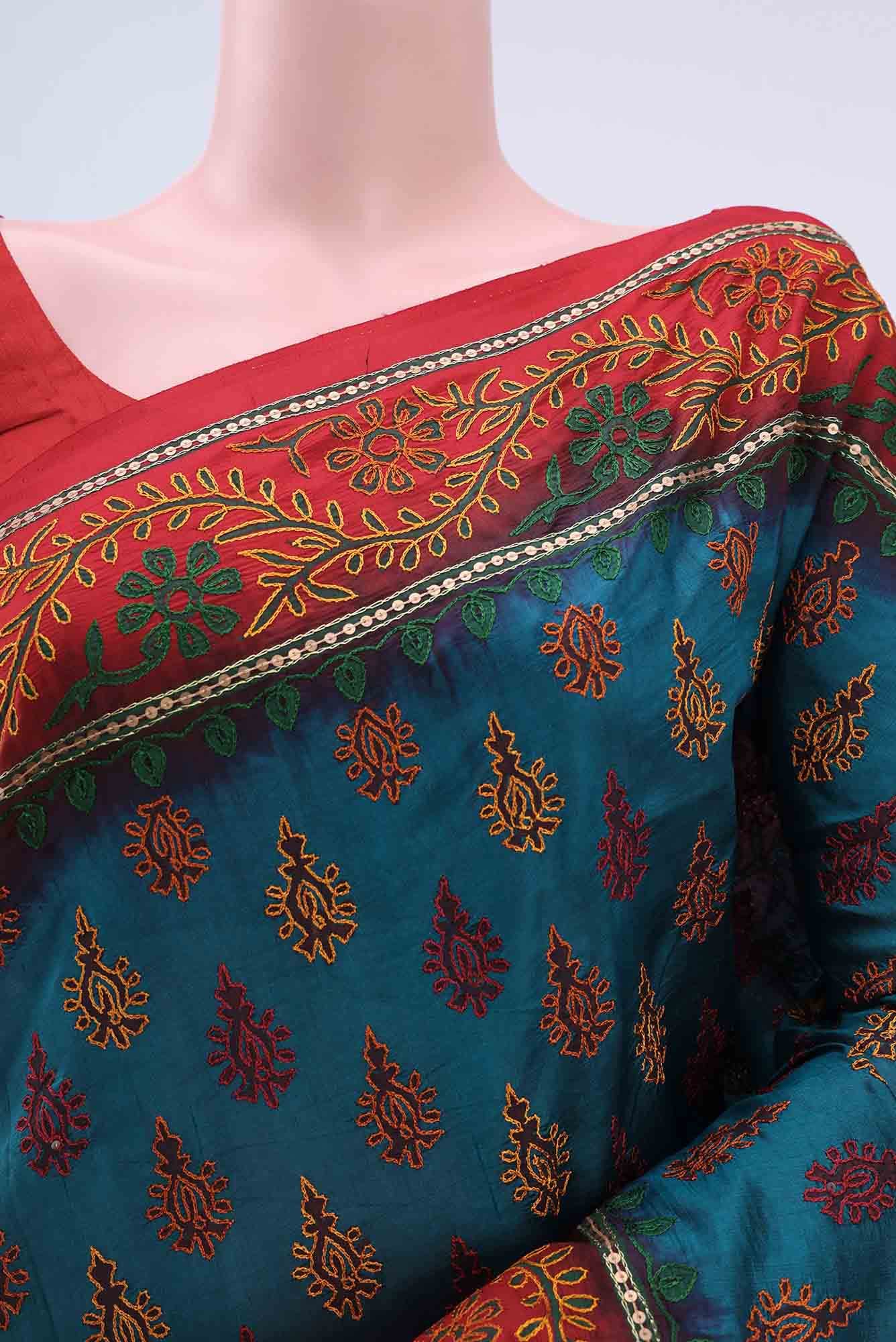 Blue Blended Art Silk Saree