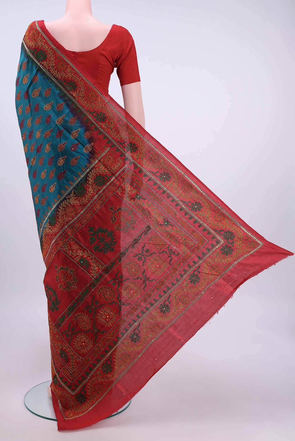 Blue Blended Art Silk Saree