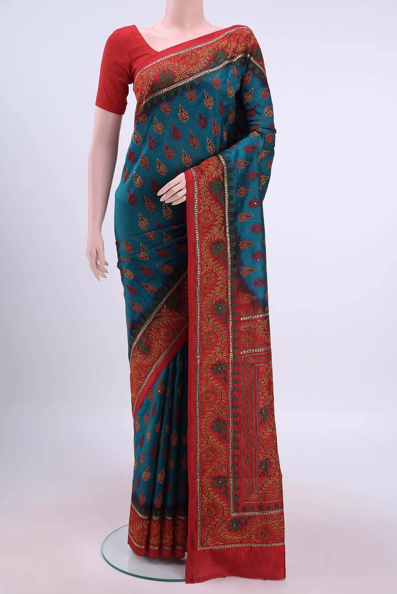 Blue Blended Art Silk Saree