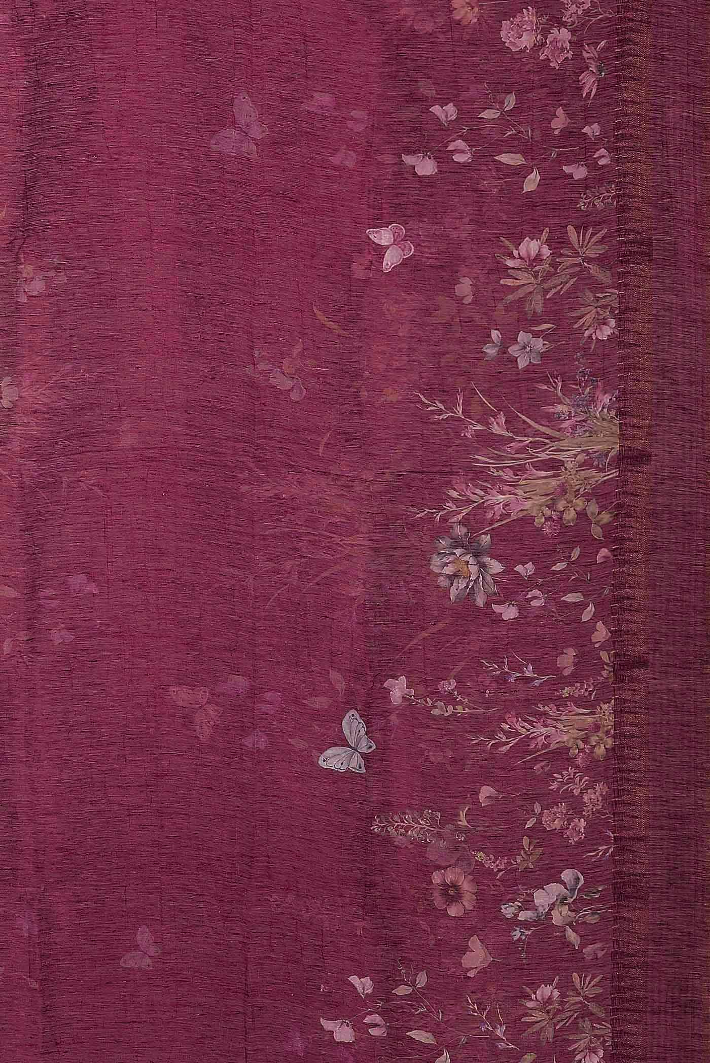 Dark Pink Linen Saree