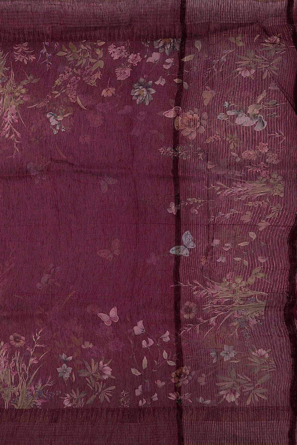 Dark Pink Linen Saree