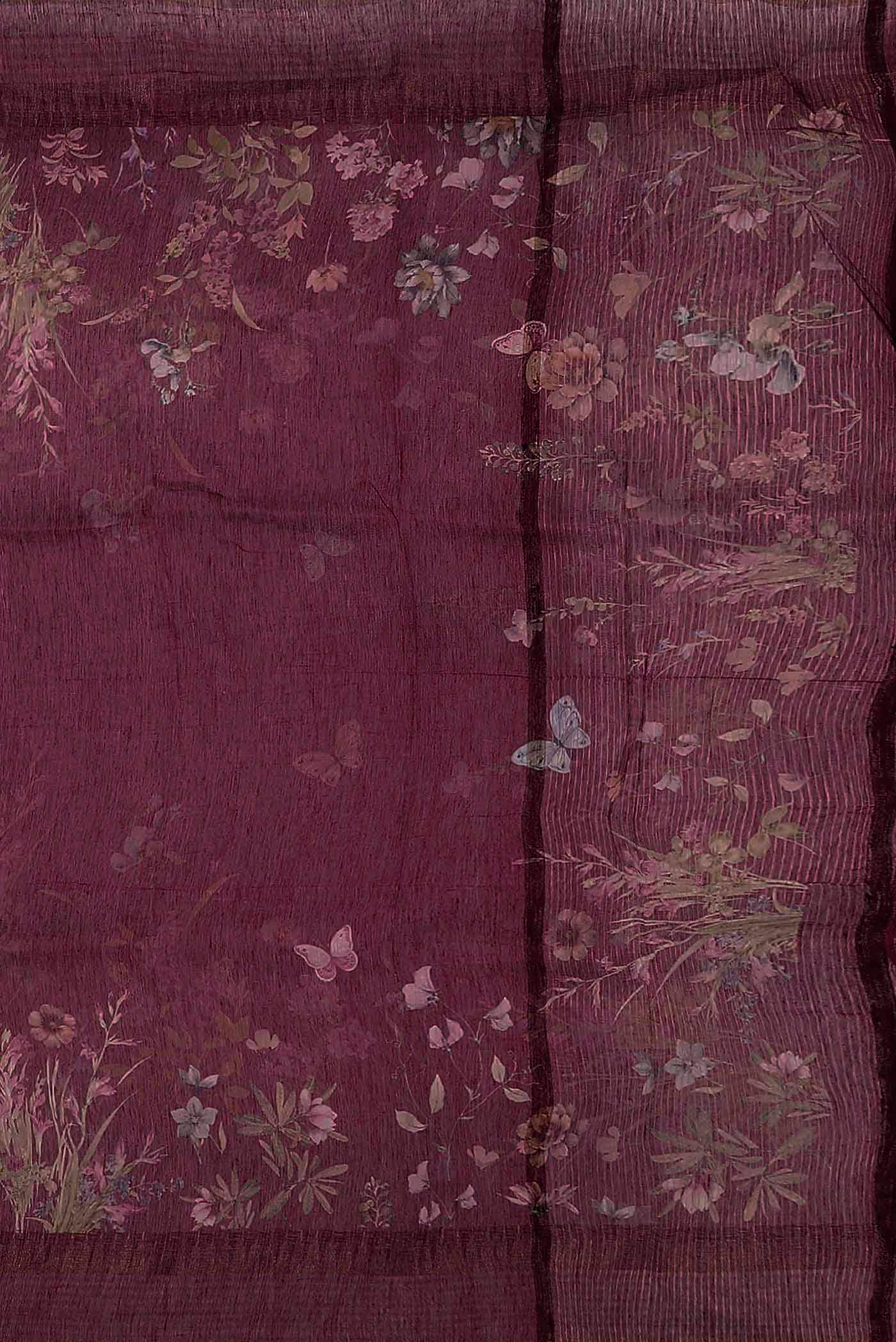 Dark Pink Linen Saree
