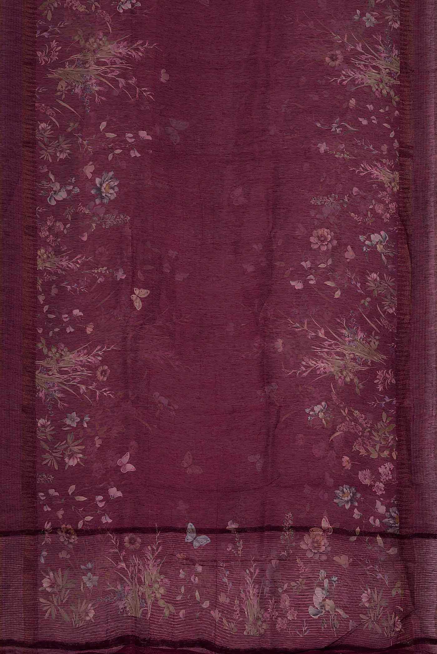 Dark Pink Linen Saree