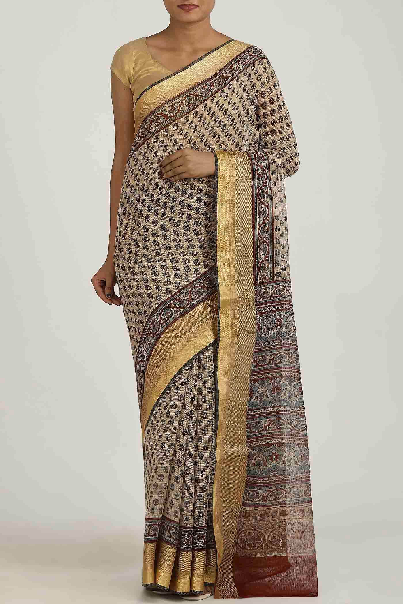 Beige Kota Cotton Saree