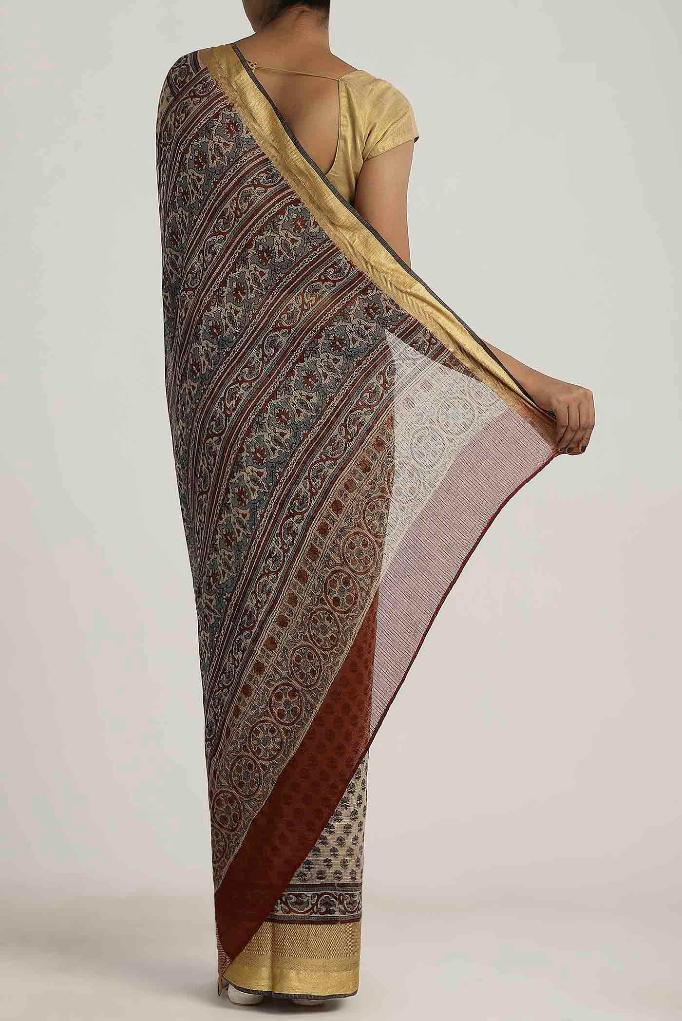 Beige Kota Cotton Saree