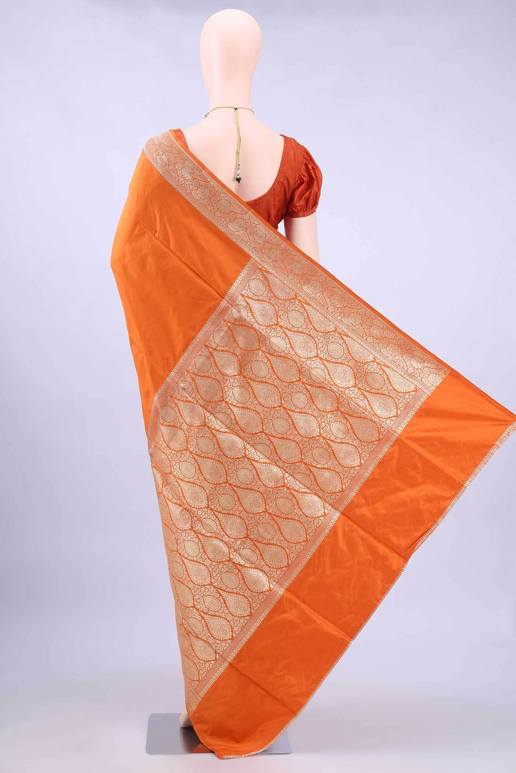 Brick Orange Banarasi Silk Saree