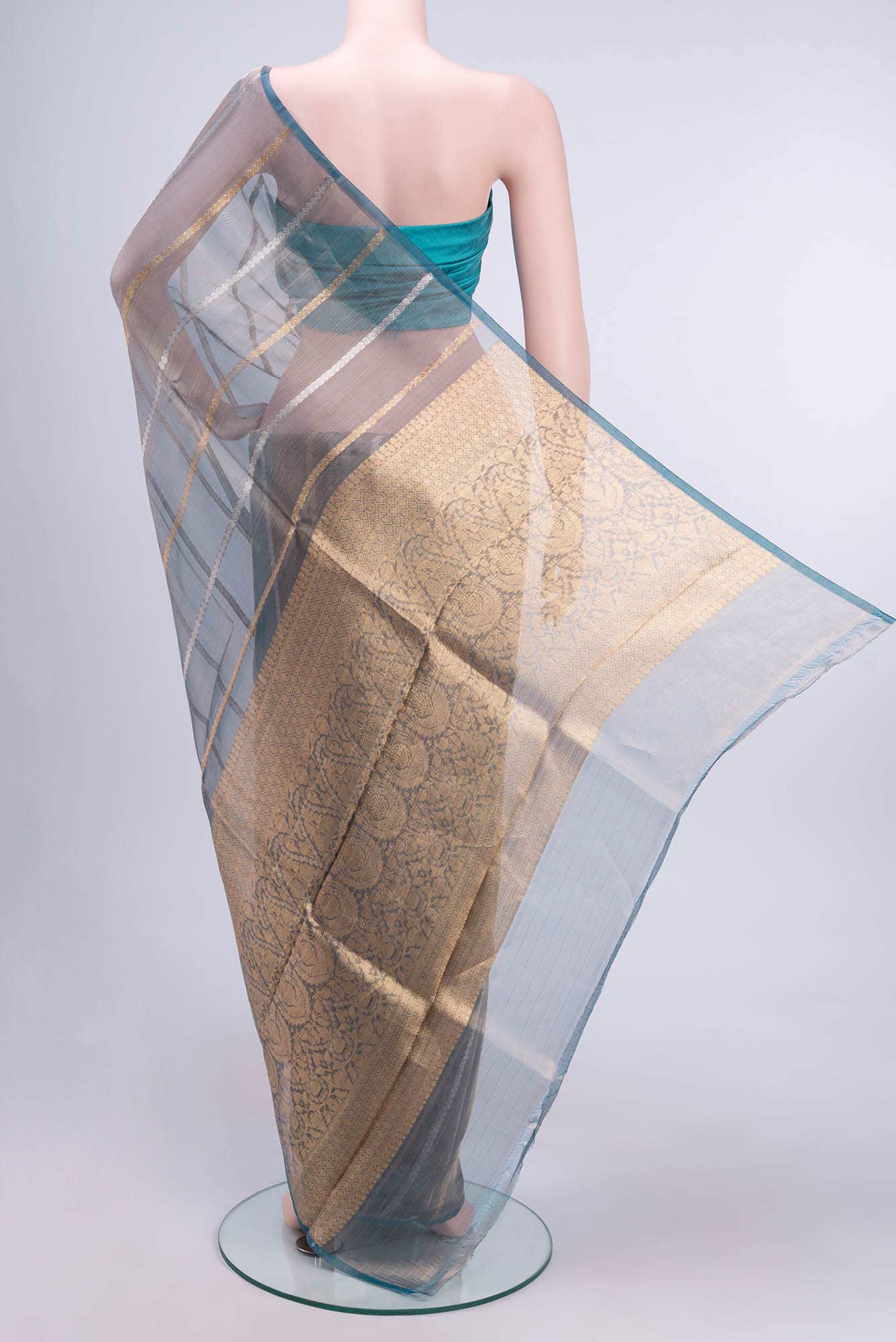 Blue Banarasi Tissue Silk Saree