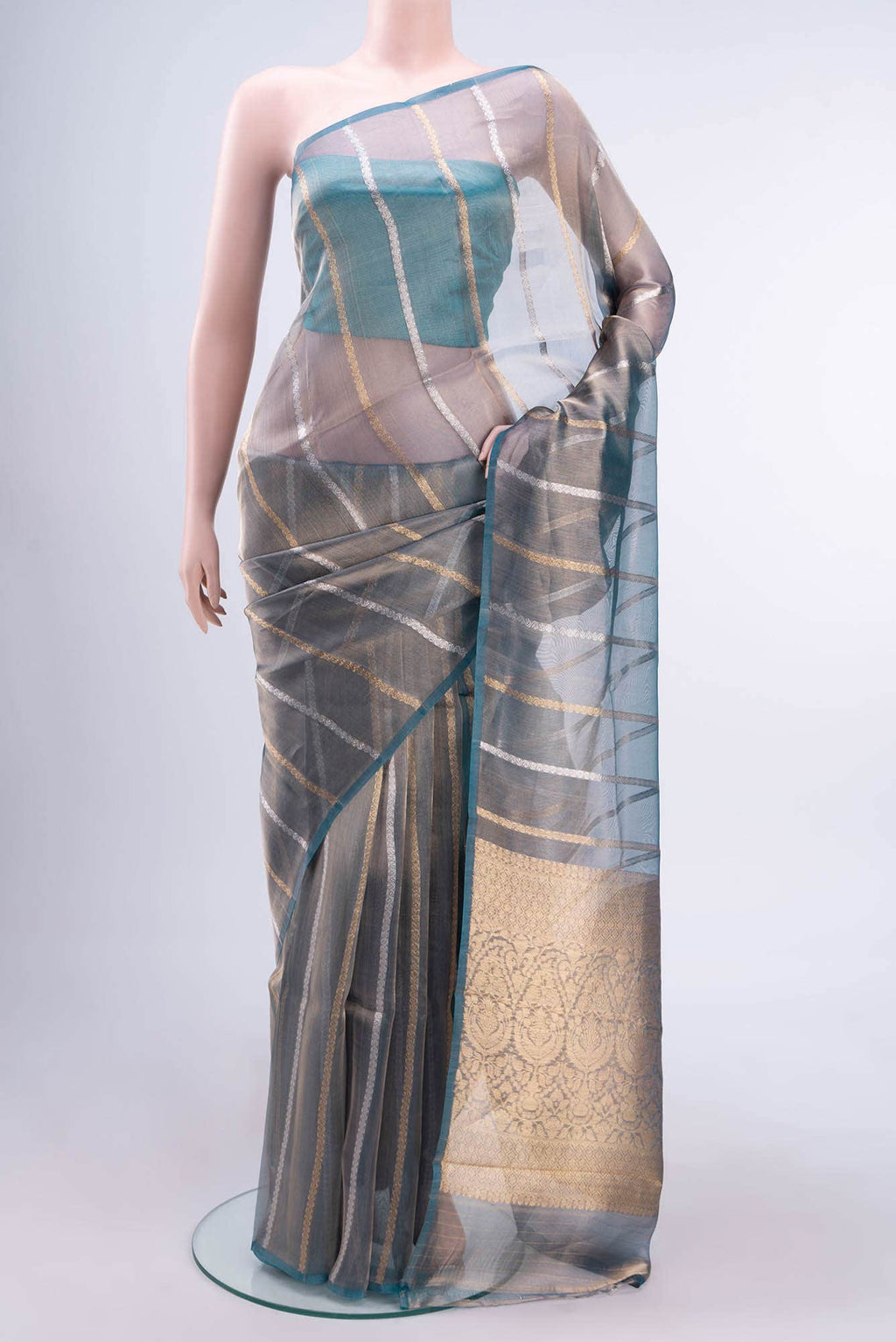 Blue Banarasi Tissue Silk Saree