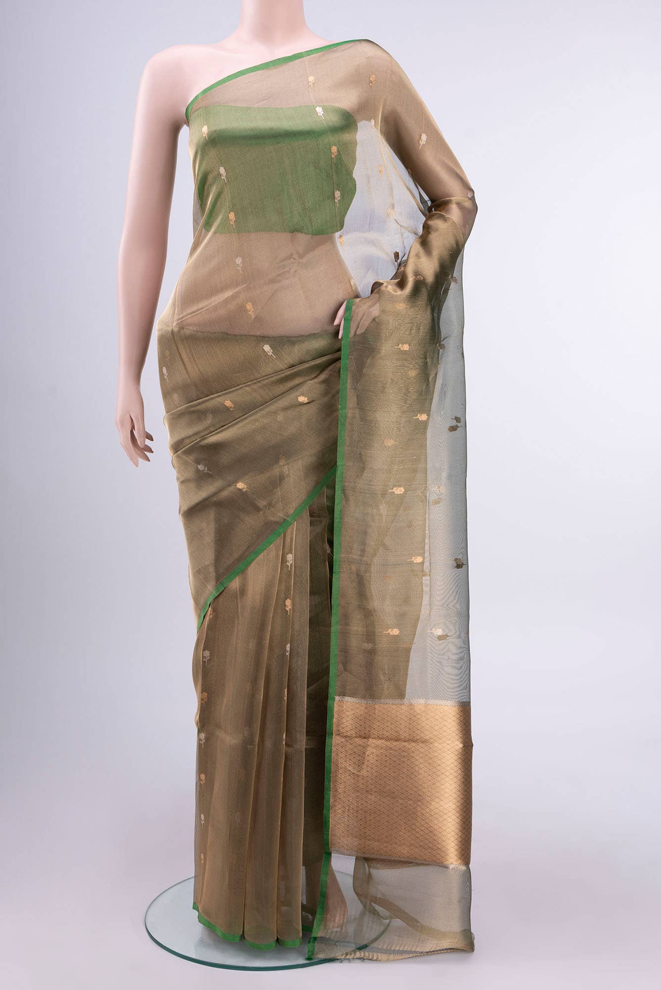 Green Banarasi Tissue Silk Saree
