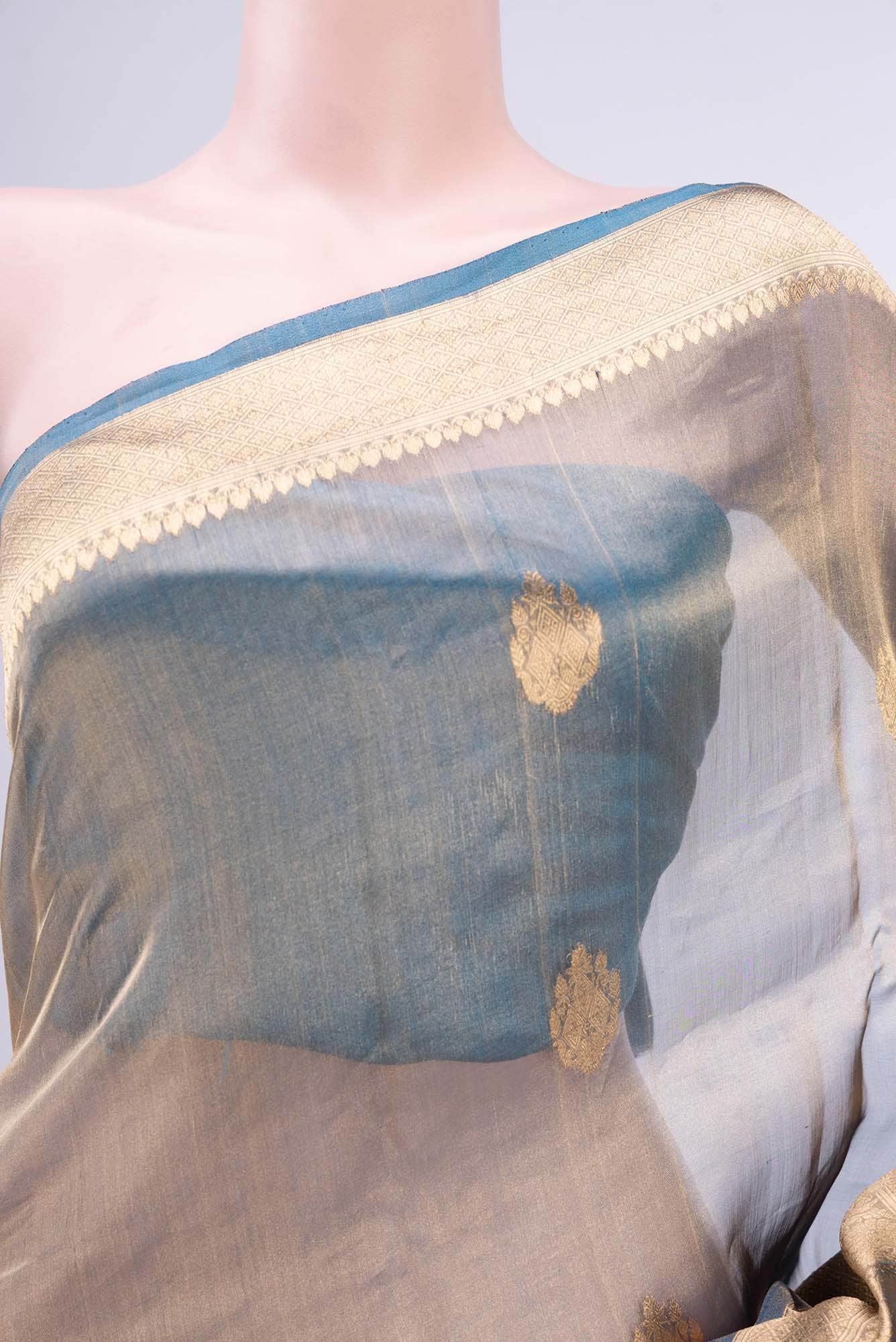 Blue Banarasi Tissue Silk Saree