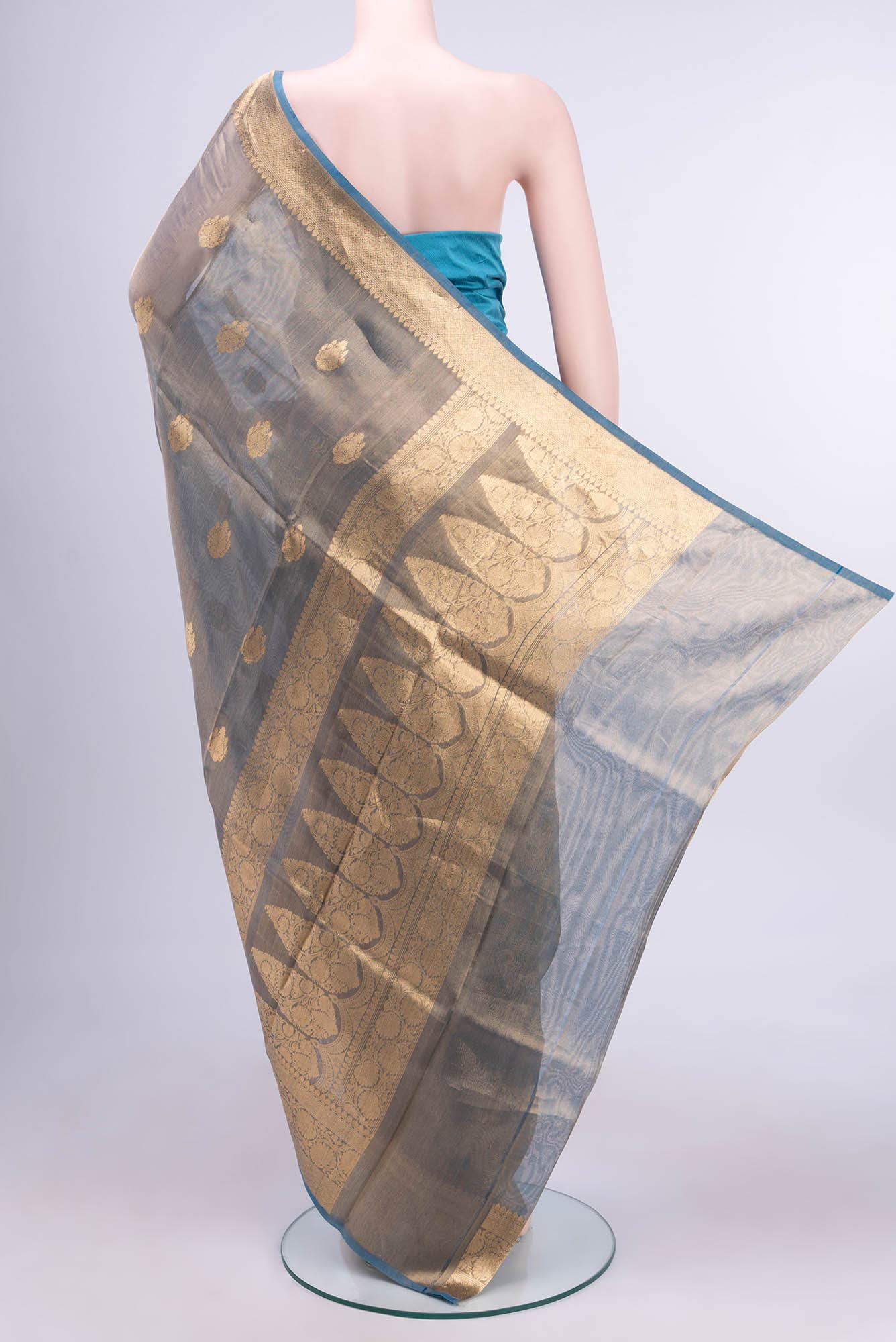 Blue Banarasi Tissue Silk Saree