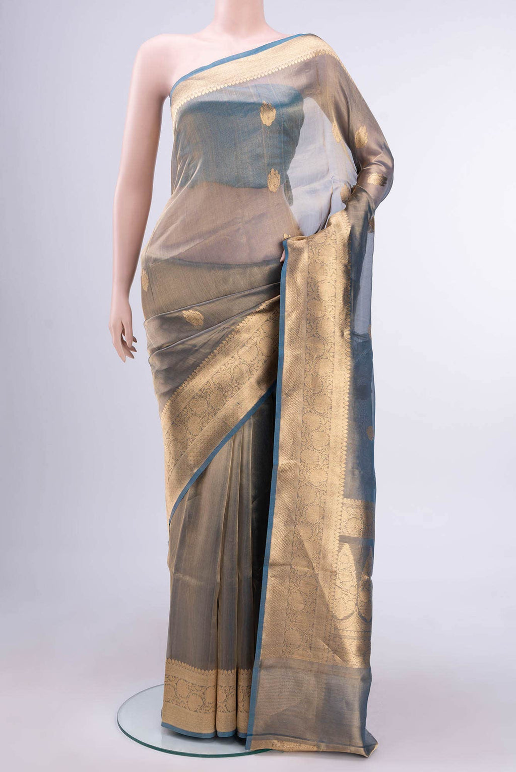 Blue Banarasi Tissue Silk Saree