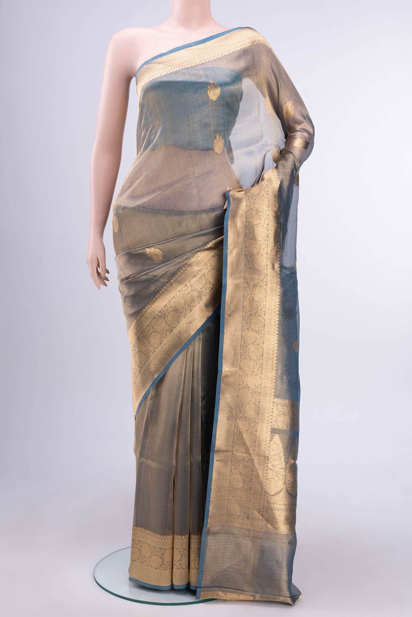 Blue Banarasi Tissue Silk Saree
