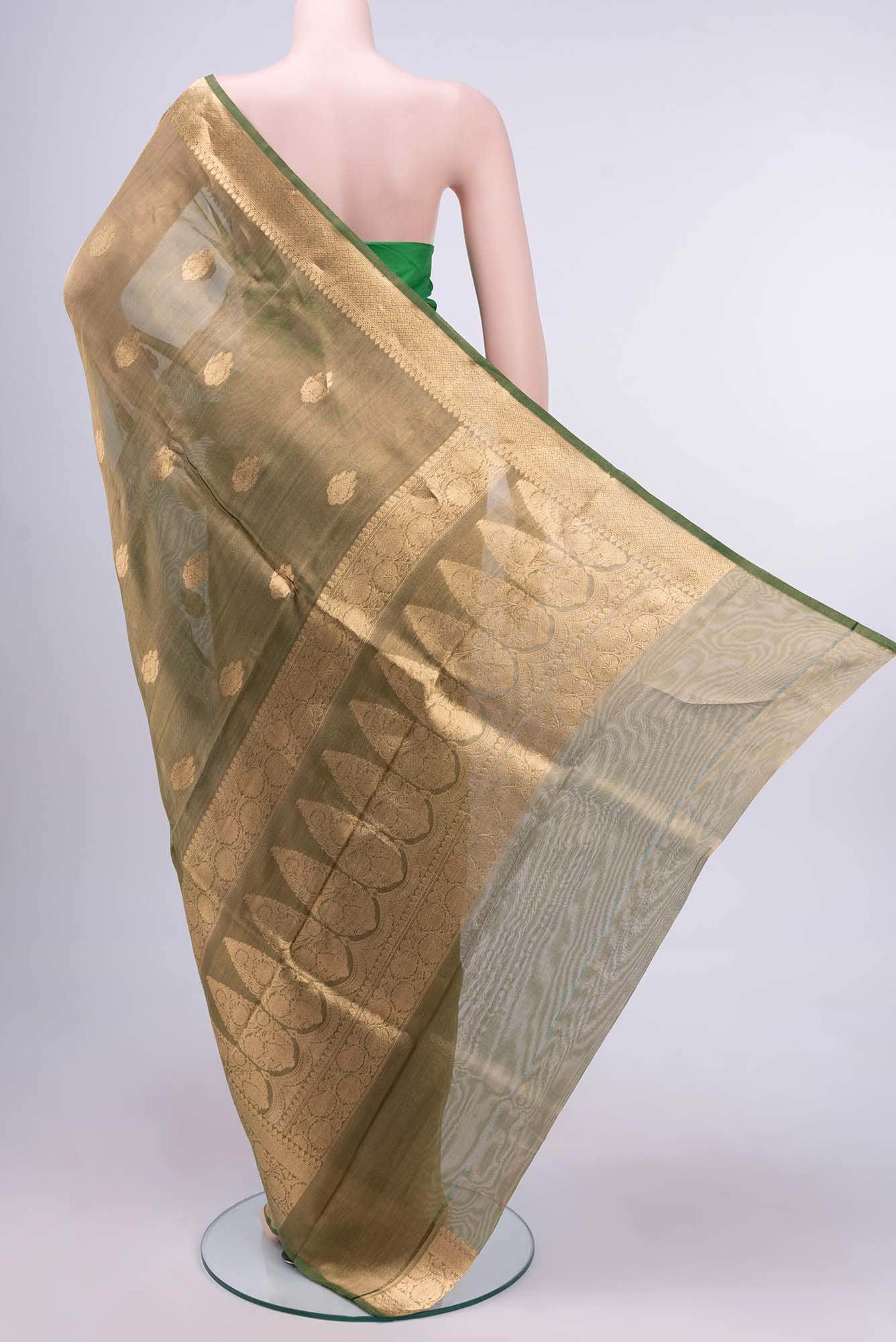 Green Banarasi Tissue Silk Saree