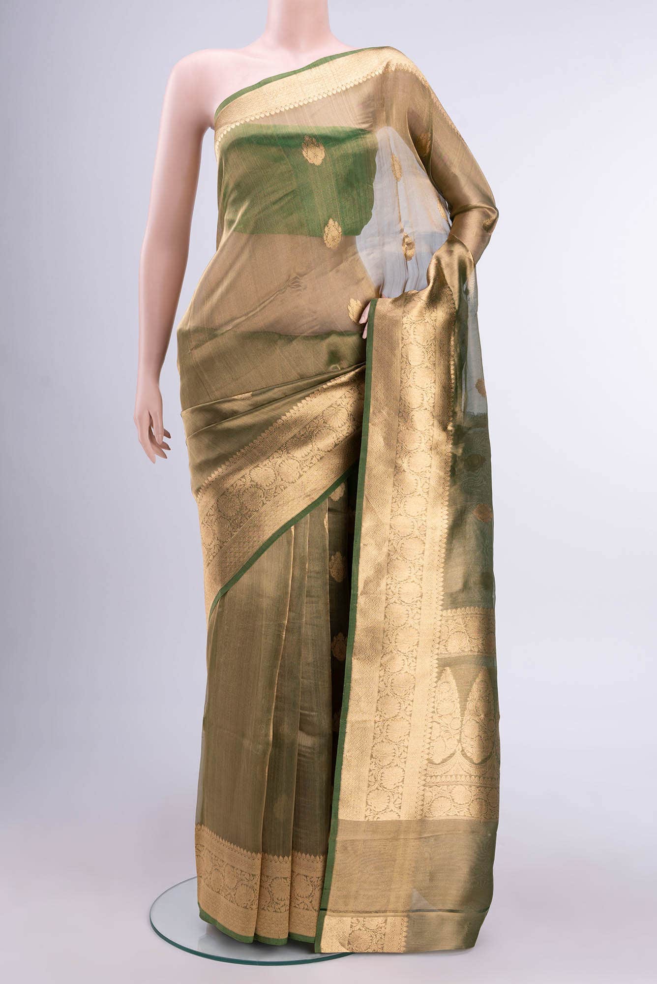 Green Banarasi Tissue Silk Saree