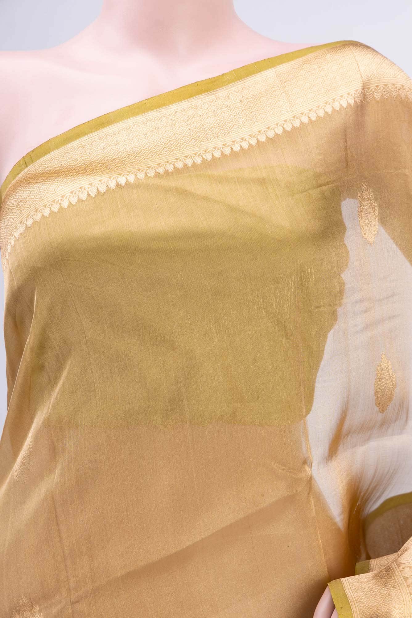 Acid Green Banarasi Tissue Silk Saree