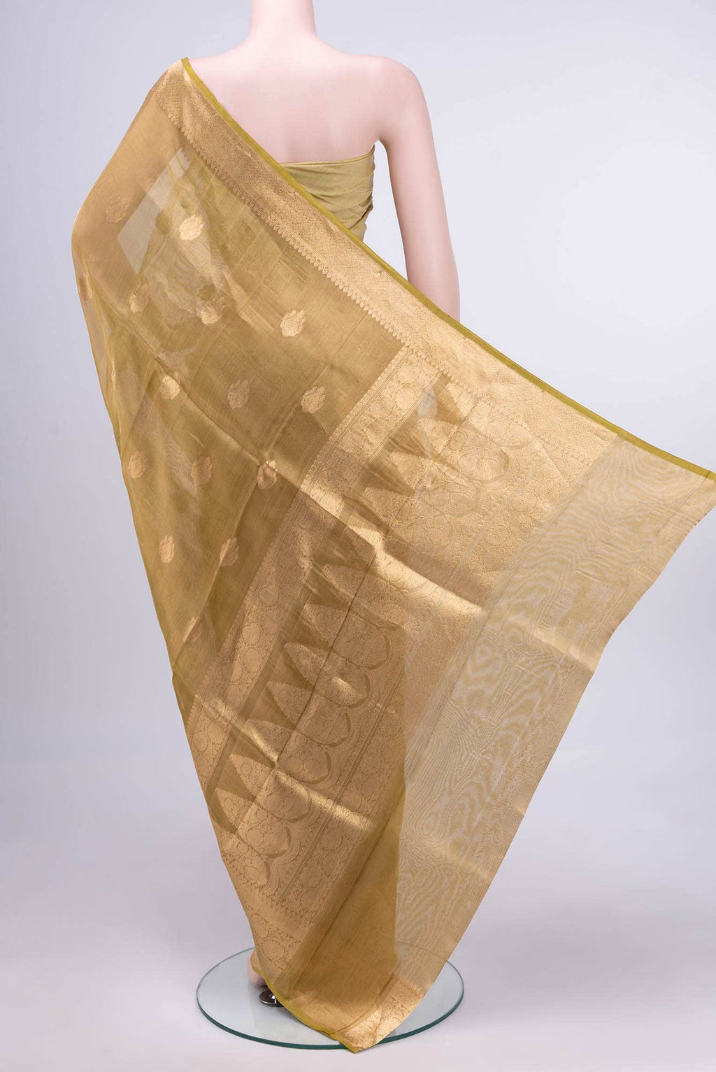 Acid Green Banarasi Tissue Silk Saree