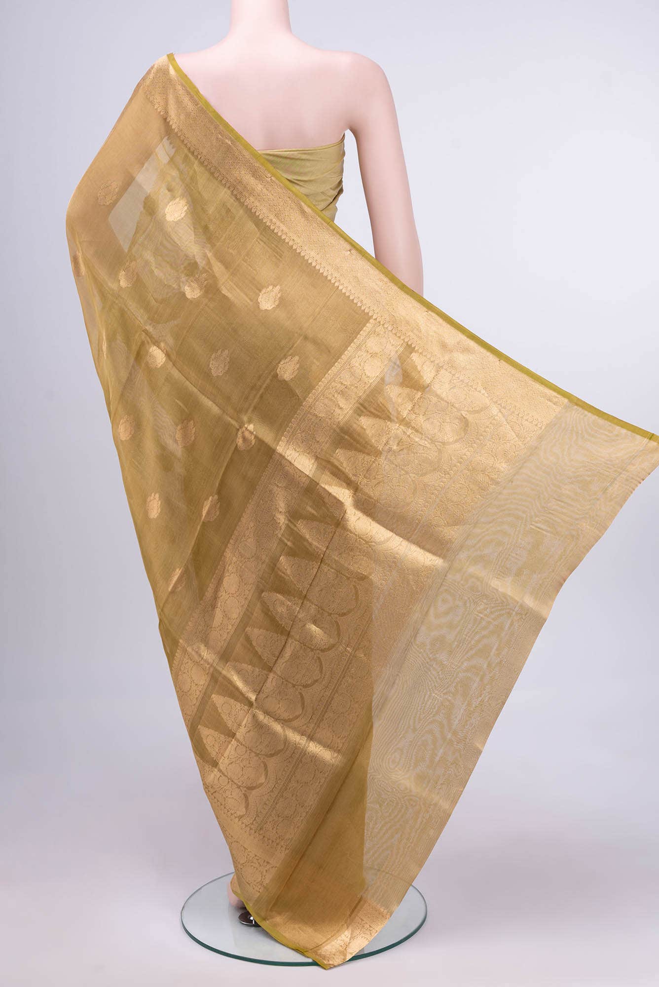 Acid Green Banarasi Tissue Silk Saree