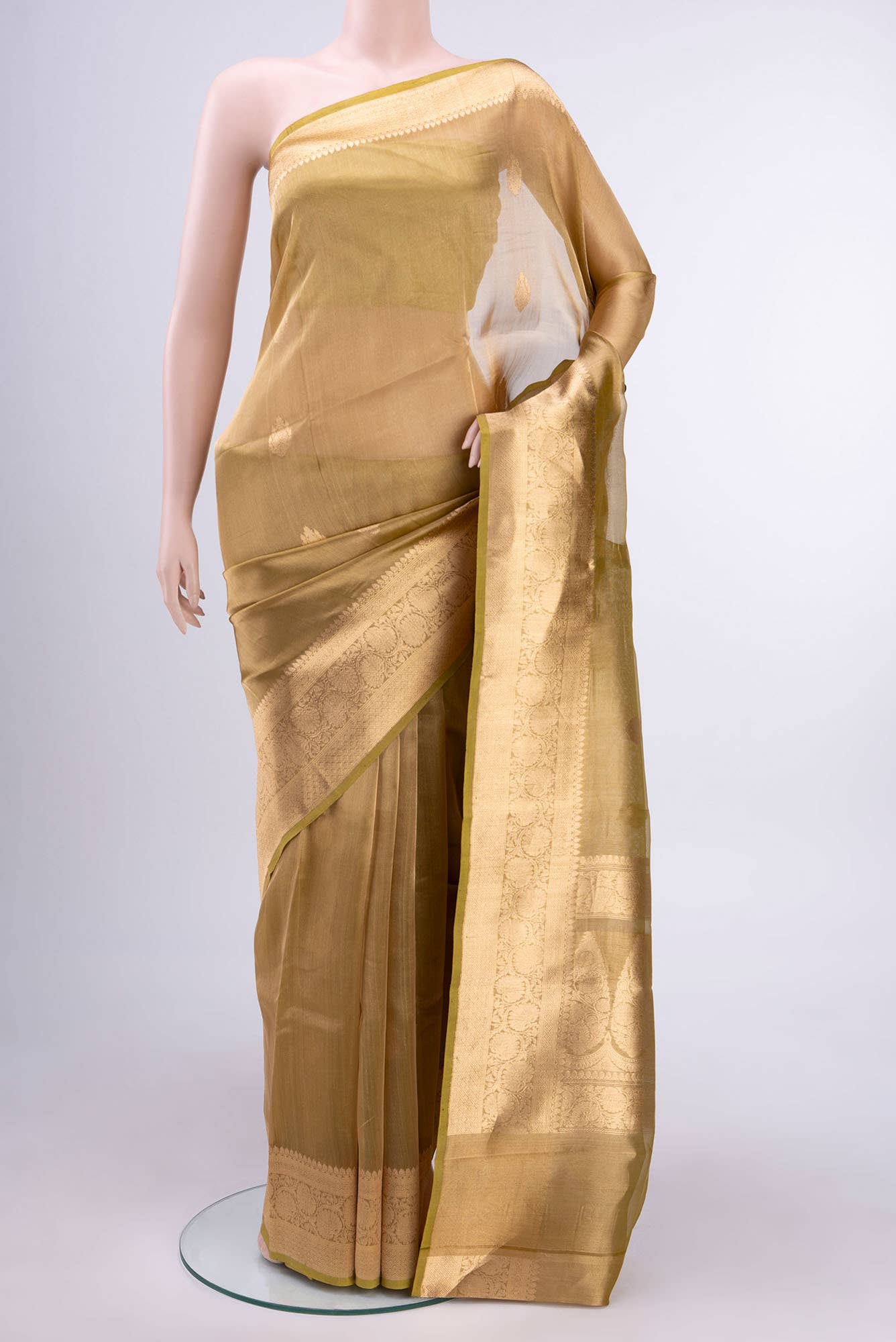 Acid Green Banarasi Tissue Silk Saree
