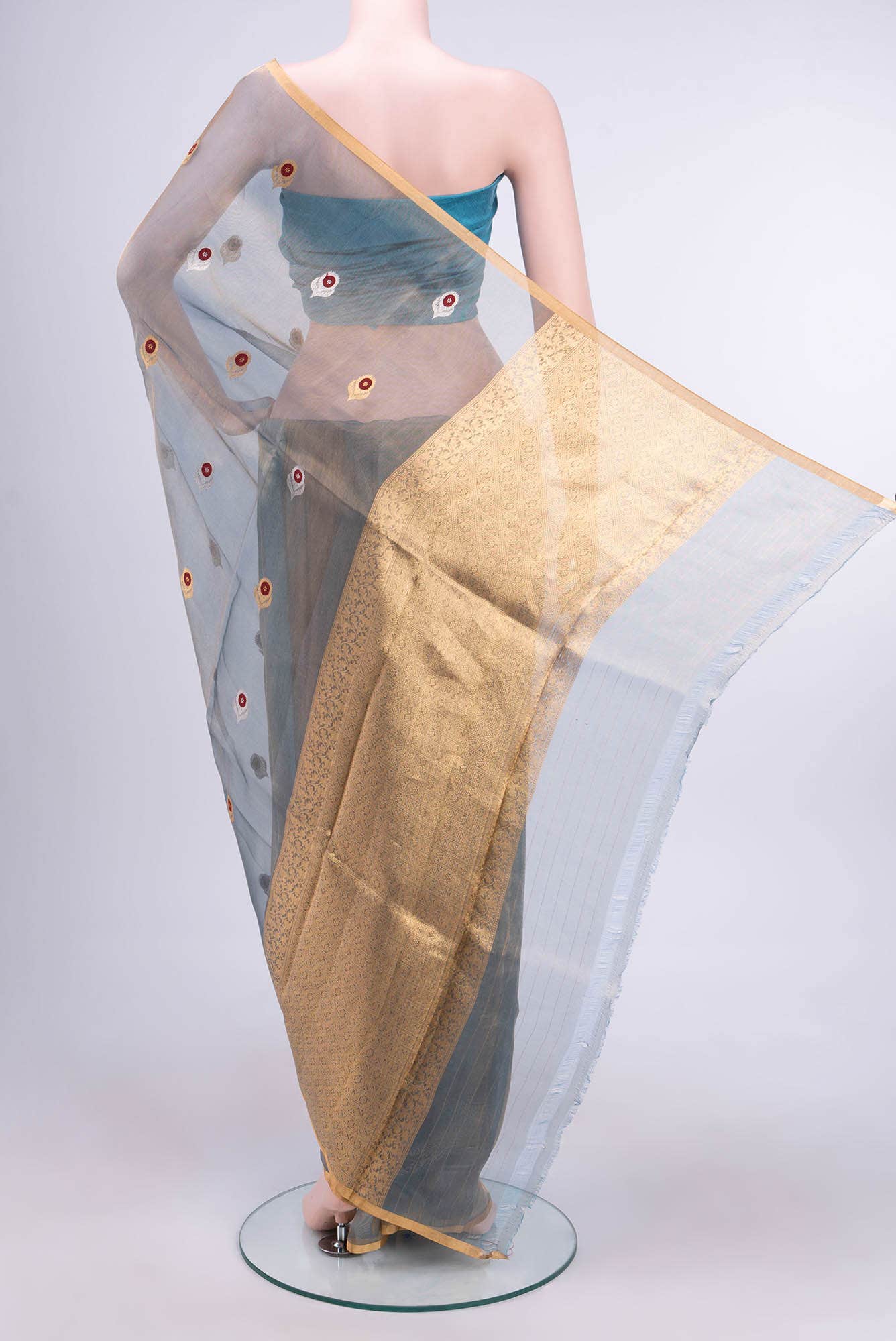 Blue Banarasi Tissue Silk Saree