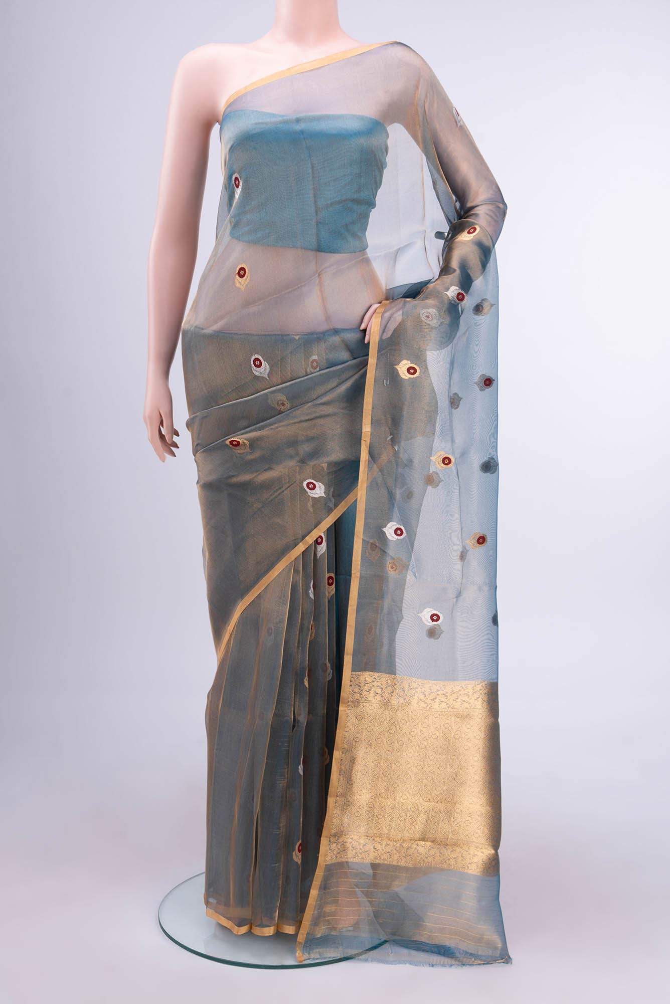 Blue Banarasi Tissue Silk Saree