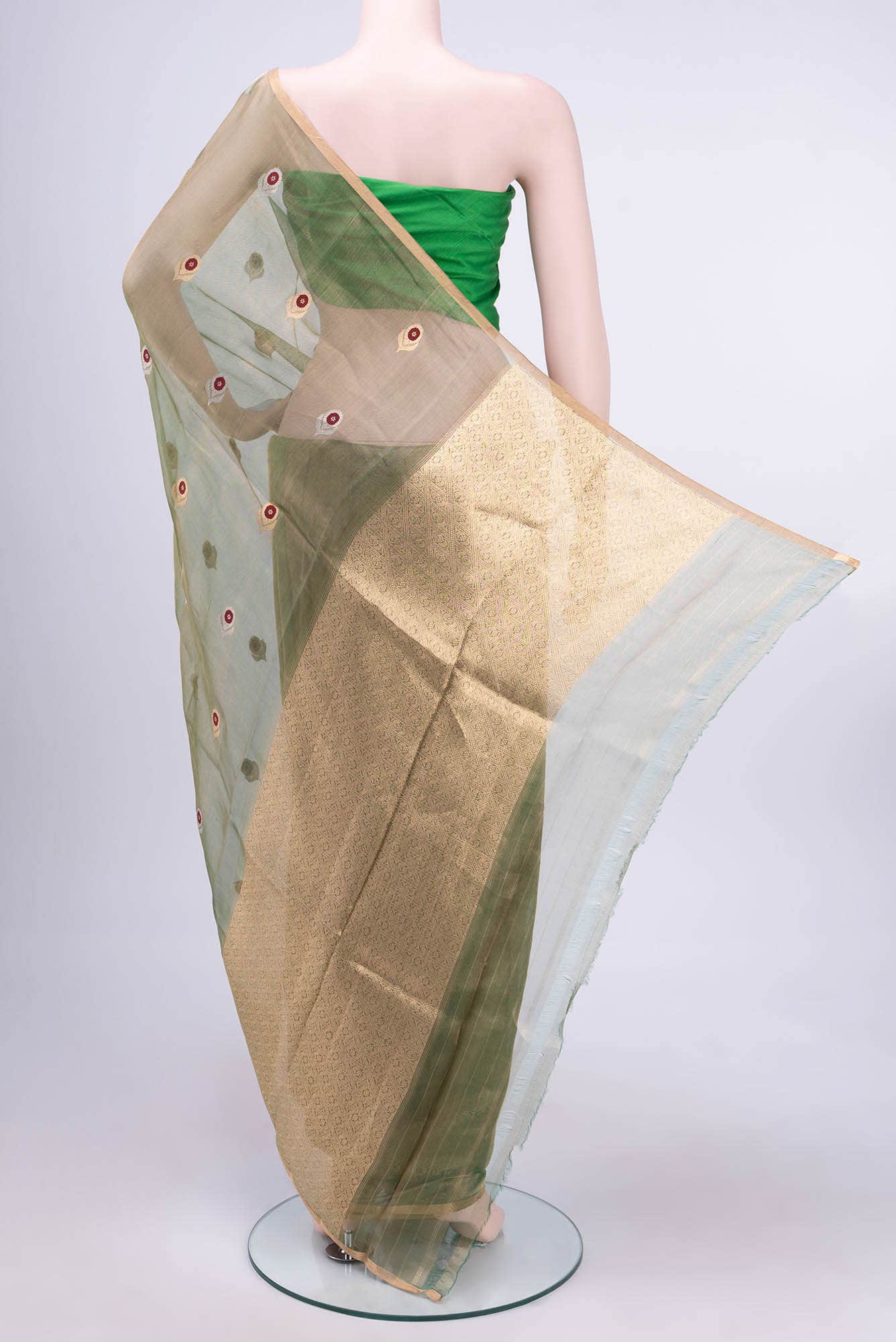 Green Banarasi Tissue Silk Saree