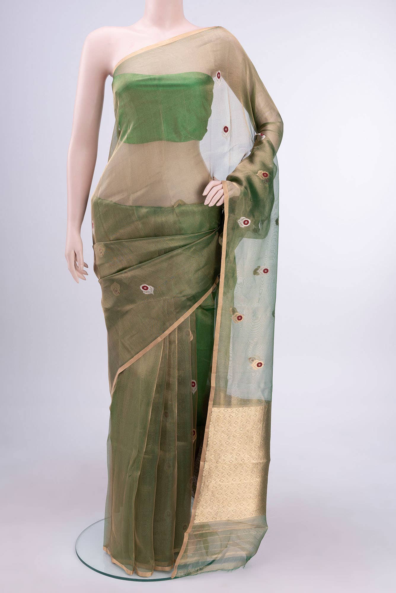 Green Banarasi Tissue Silk Saree