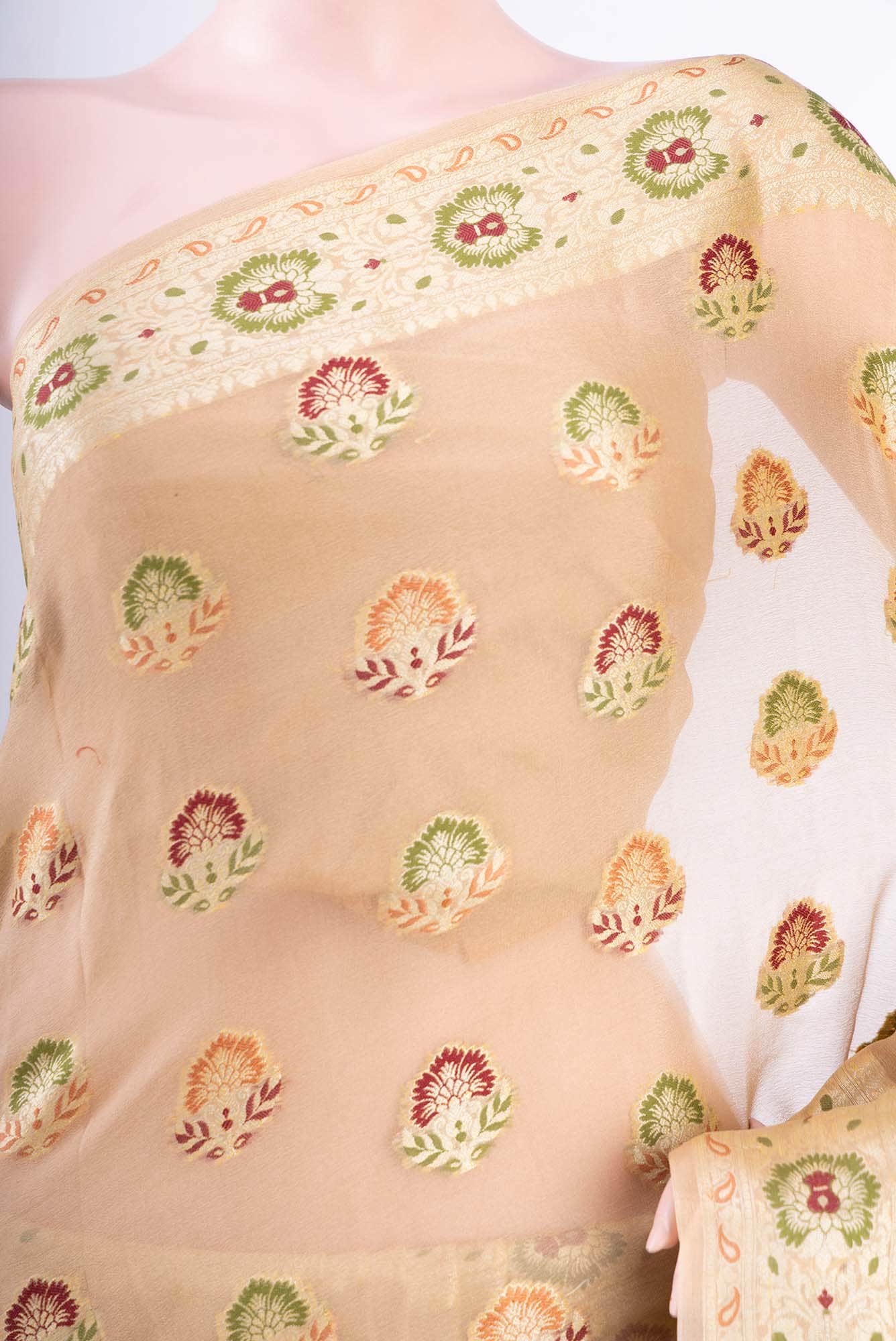 Beige Georgette Saree