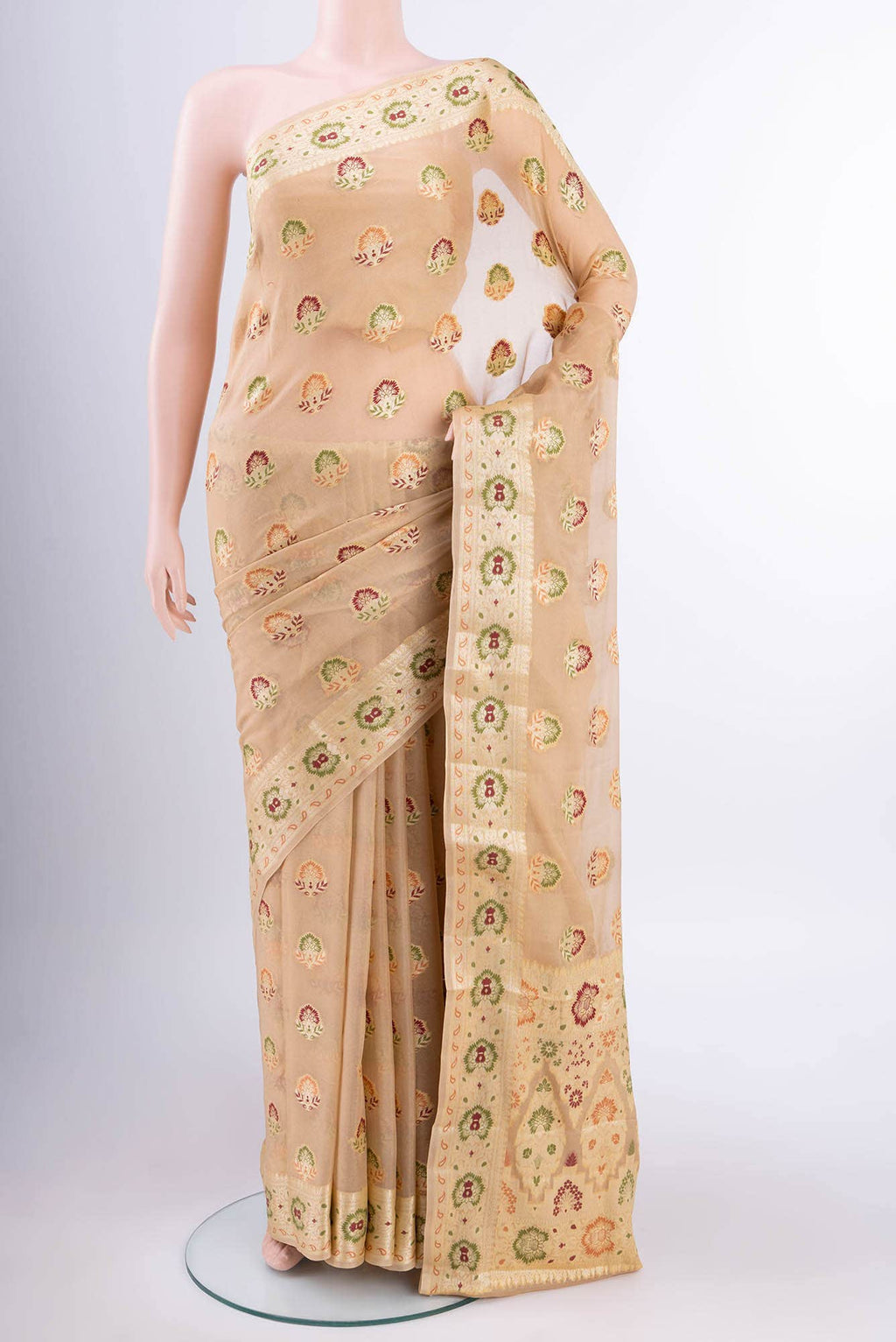 Beige Georgette Saree