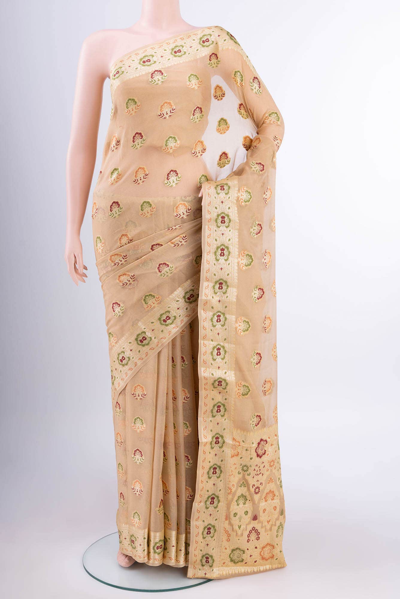 Beige Georgette Saree