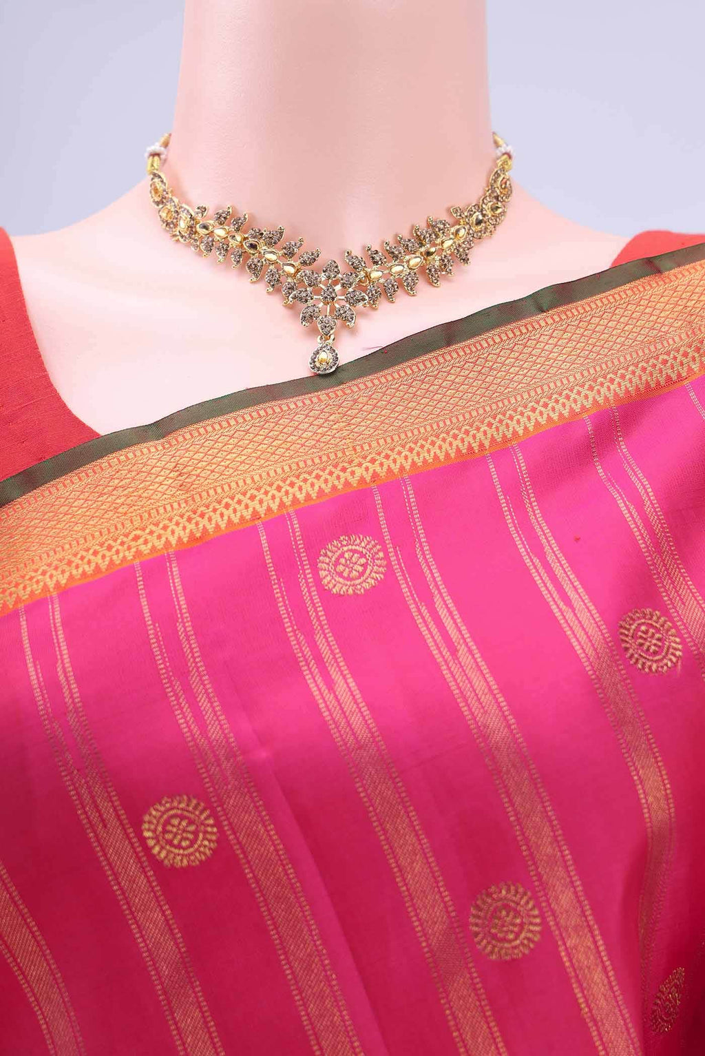 Pure Silk Pure Zari Rani Pink Kanchipuram Saree