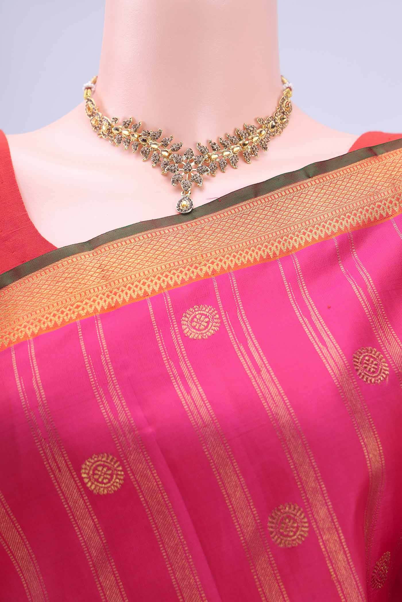 Pure Silk Pure Zari Rani Pink Kanchipuram Saree